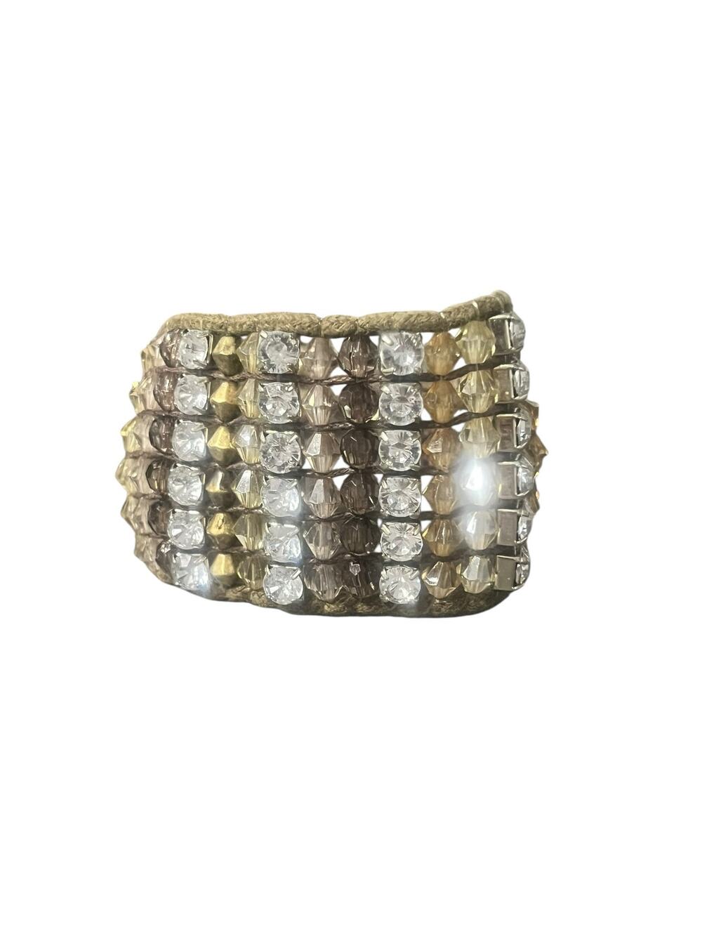 Beaded rhinestone boho hippie beaded stackable bracelet